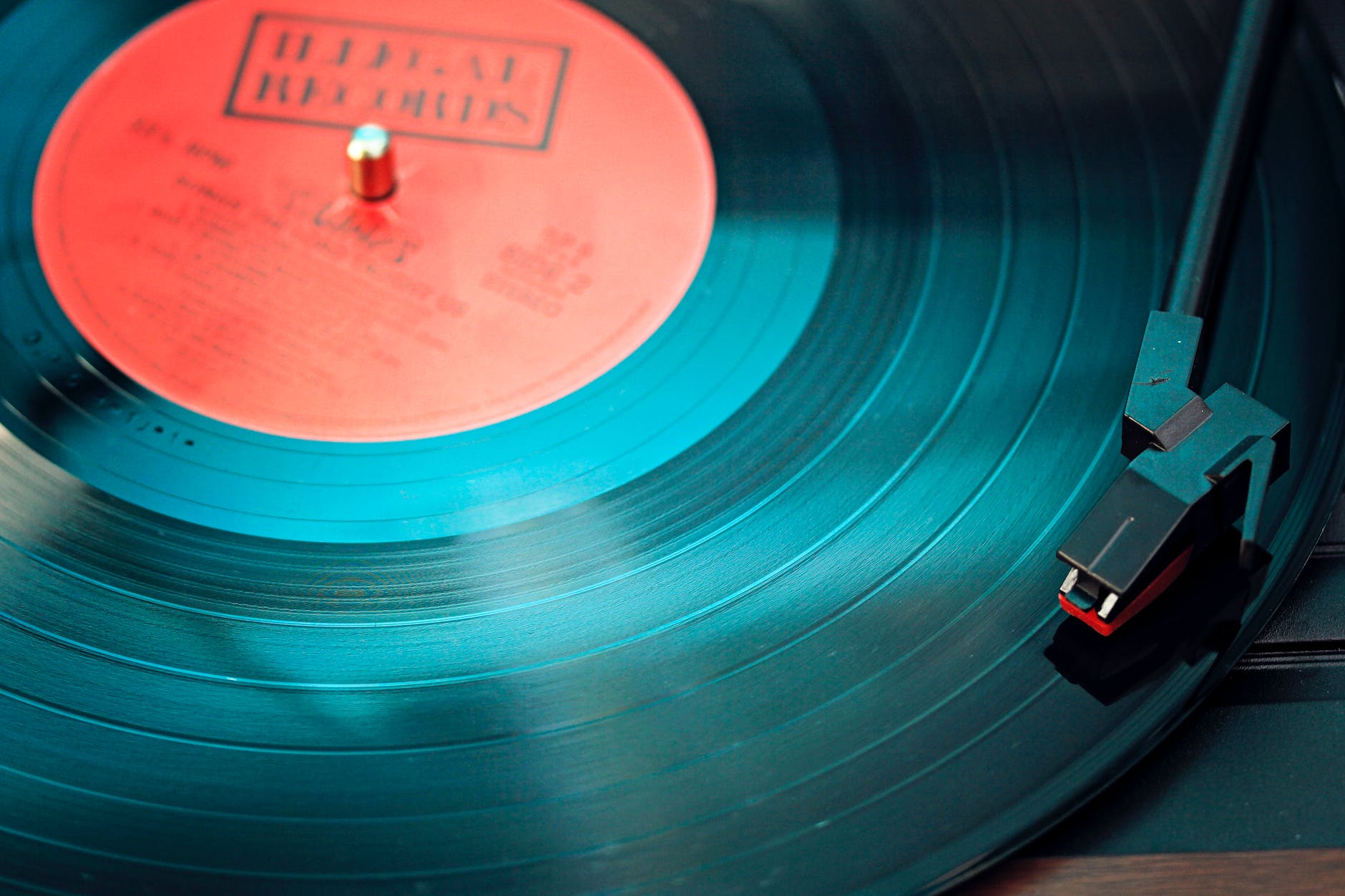 A record spinning on a record player