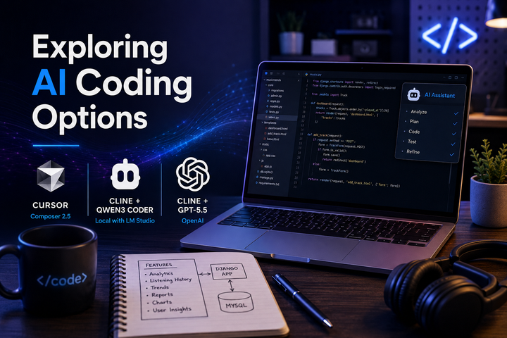 Desktop set up for working with some AI Coding Options.